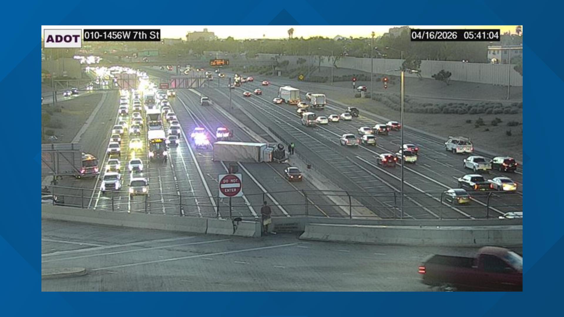 Semi-truck rollover crash reported on westbound I-10 near downtown ...