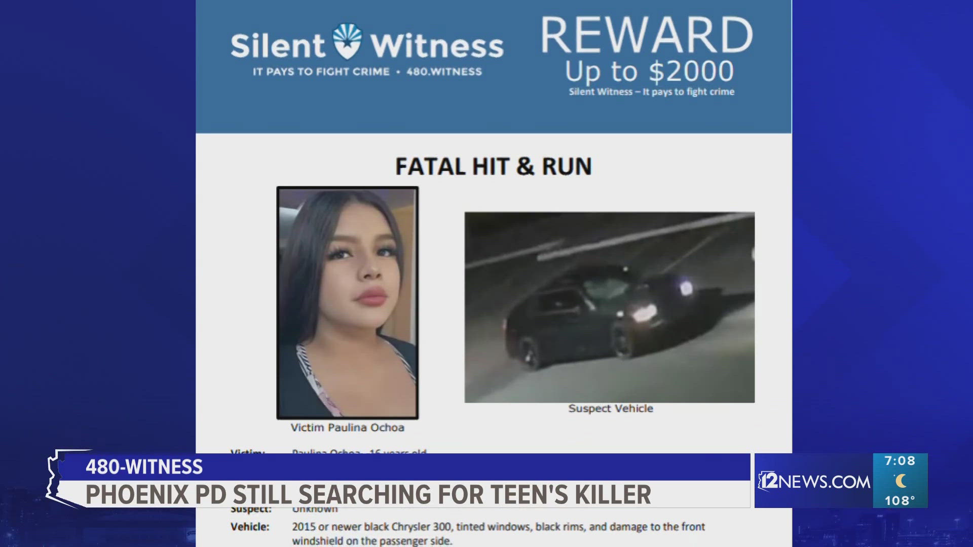 Police say Paulina Vargas-Ochoa was struck by a car while crossing the street near her home in Phoenix.