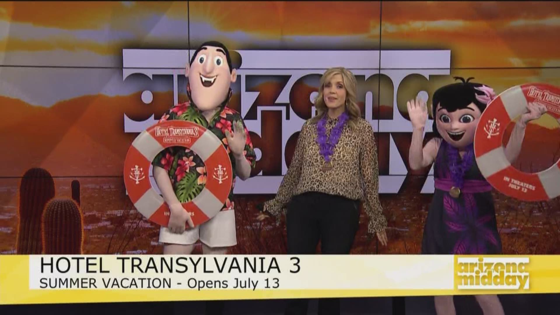 Drac and Mavis stopped by, and they are SO excited for their new movie, Hotel Transylvania 3, which is about their crazy summer vacation.
