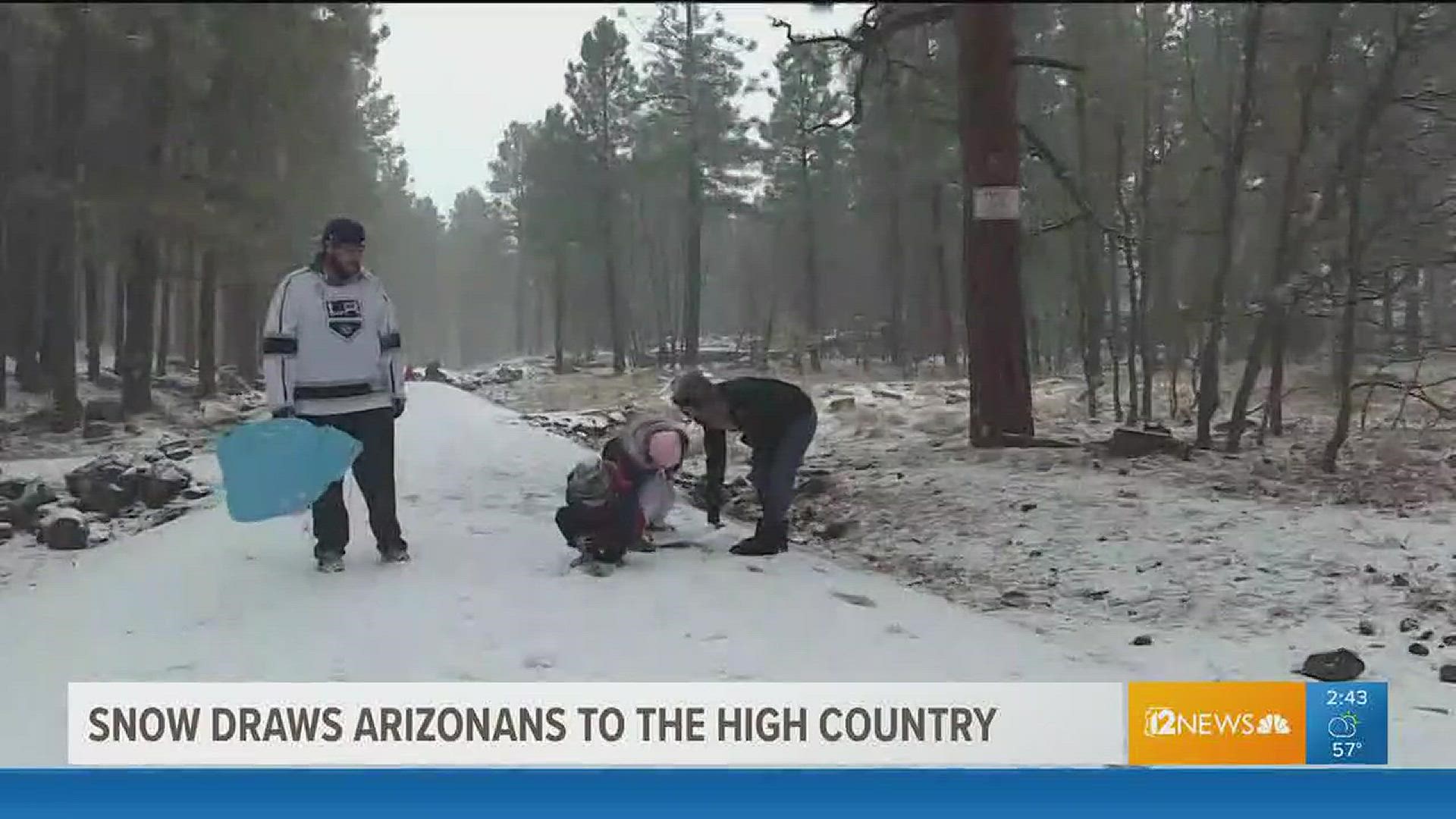 Snow in Flagstaff brought Phoenicians and others to the High Country to play in the white stuff.