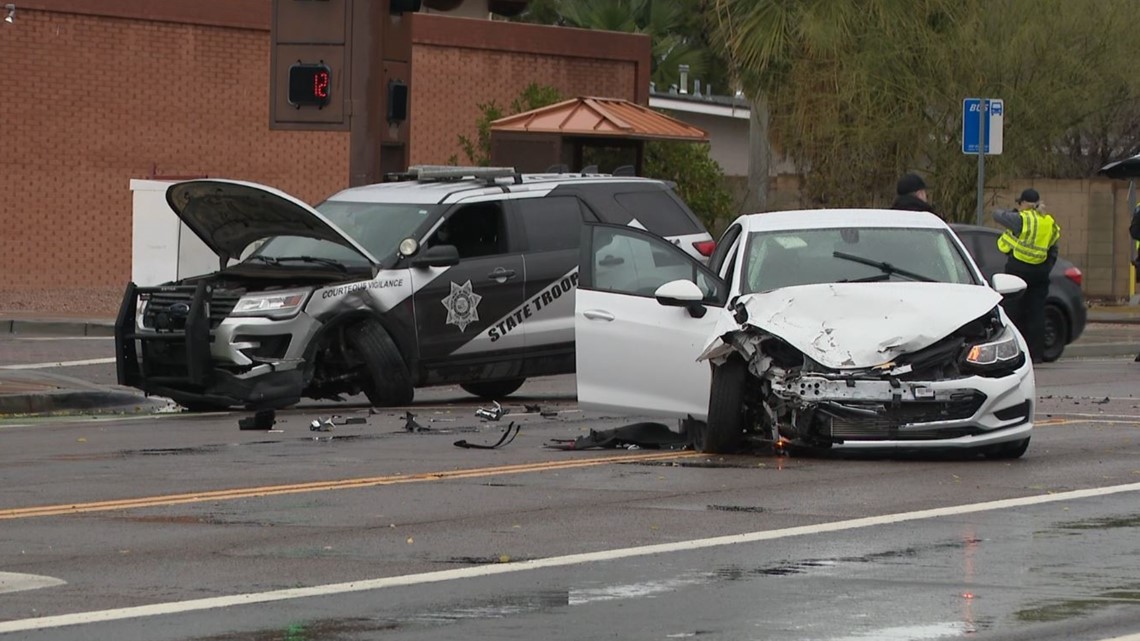 DPS trooper injured in crash, other driver ran light police say ...