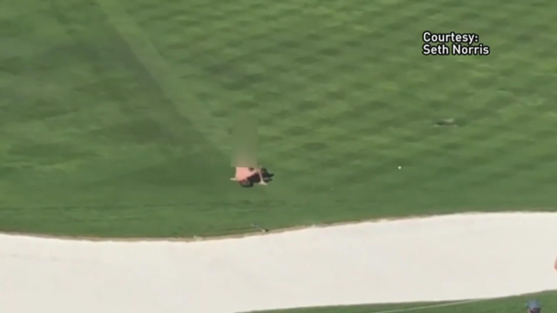 A streaker hit the 17th hole at the Phoenix Open Jan. 31, 2018.