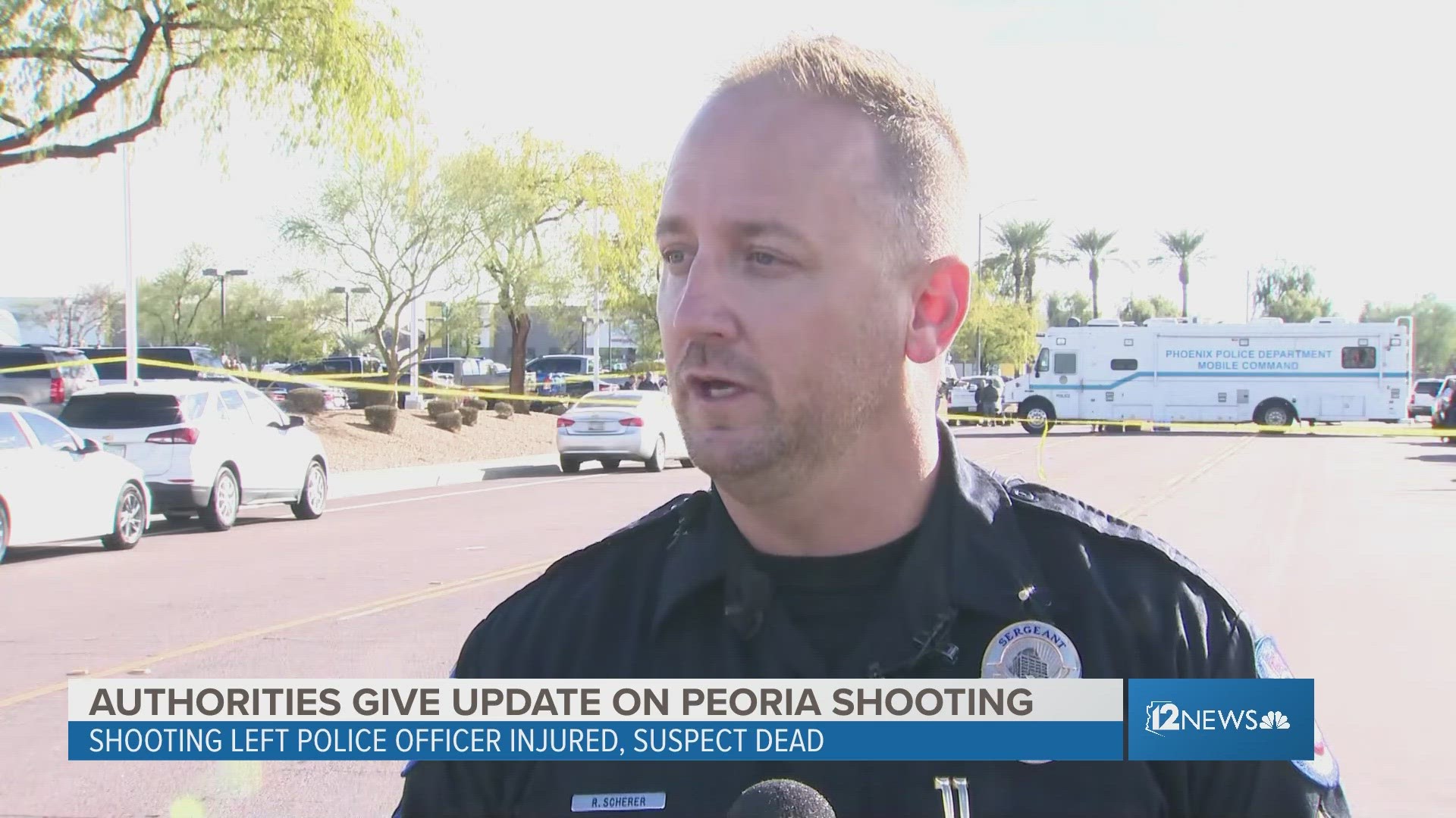 The Phoenix police department gave additional details at the scene of the shooting in Peoria that injured an officer and killed a suspect.