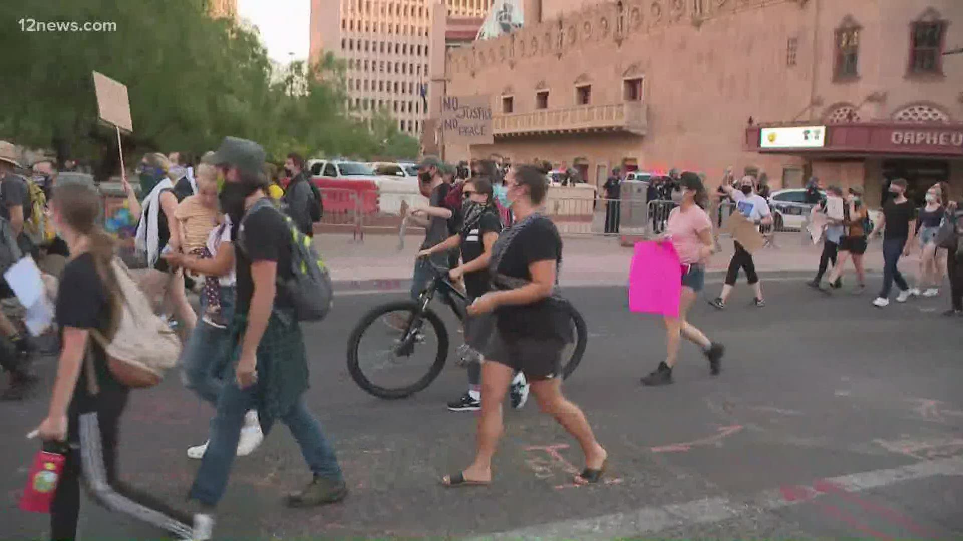 According to Phoenix police, there were no arrests made after protests in downtown Phoenix Monday night. Matt Yurus has more.