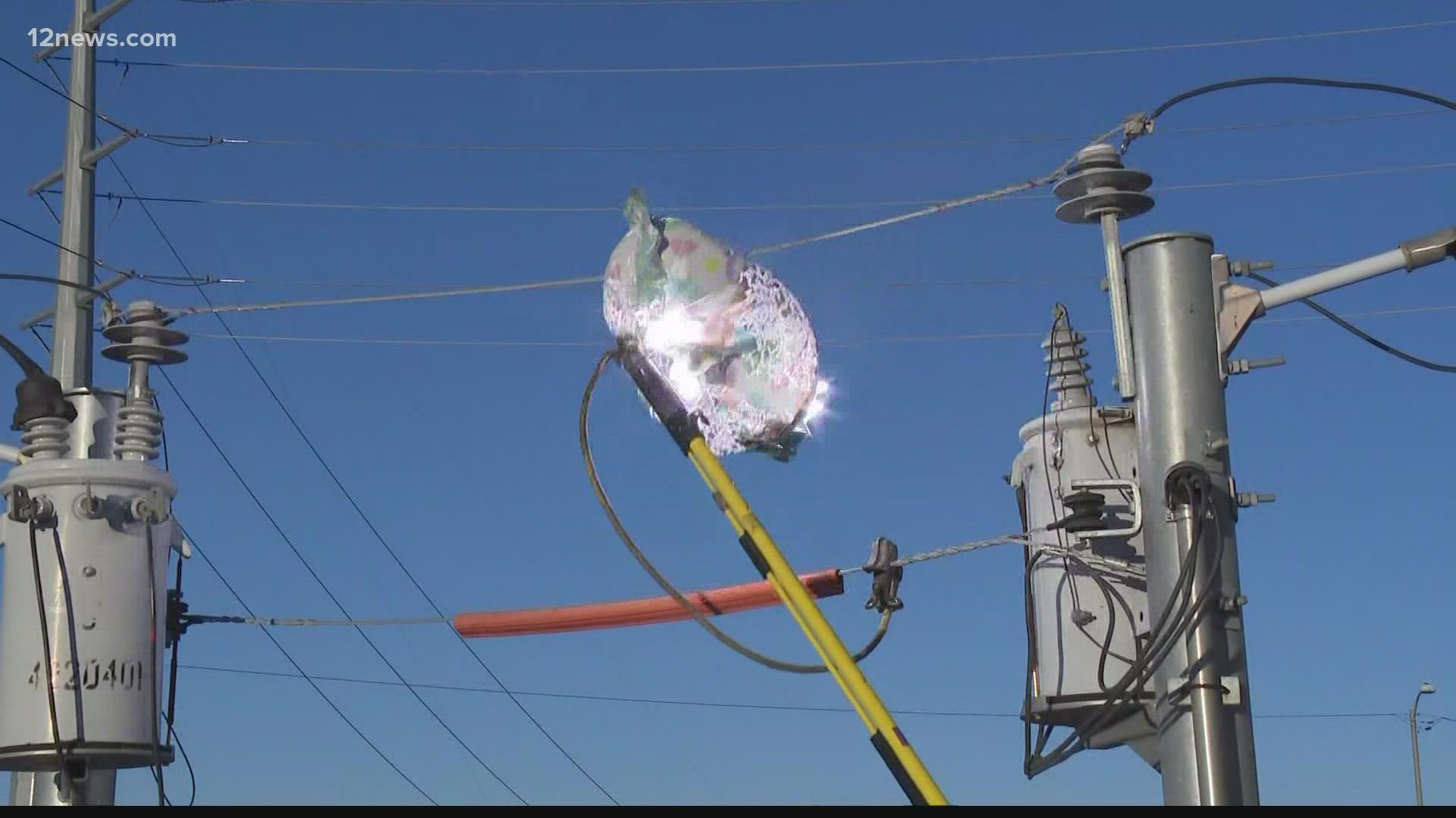 Mylar balloons are made of foil and when they hit a powerline outages can happen. APS estimates there were 116 outages last year caused by mylar balloons.