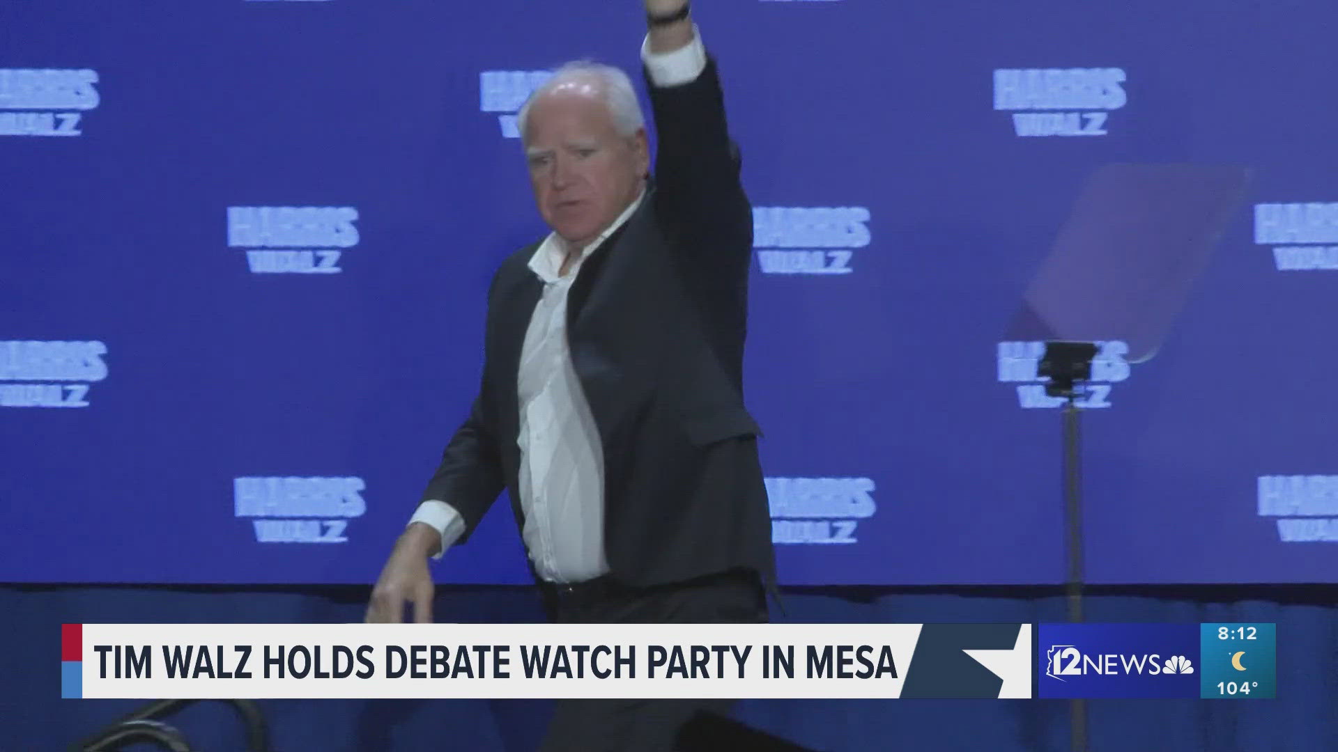 Walz held a speech in Mesa and those who attended stayed to watch the debate.