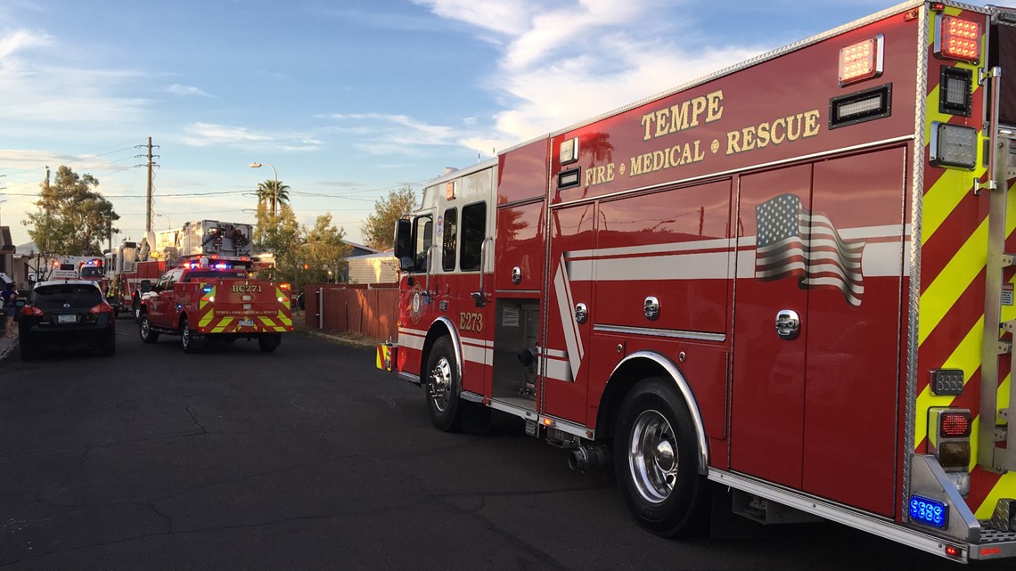 2 Tempe firefighters treated as crews fight mobile home fire