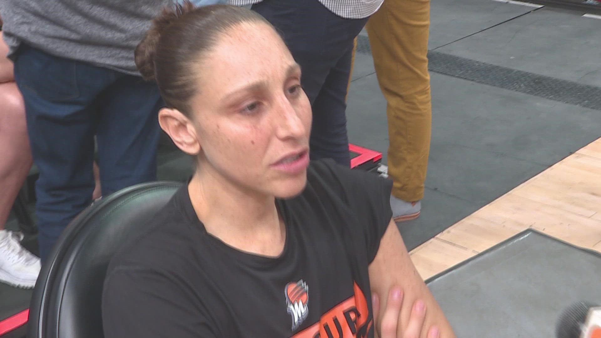 Phoenix Mercury guard Diana Taurasi told ESPN her team "didn't even touch the court before the Finals."