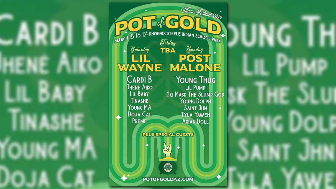 Lil Wayne, Post Malone and Cardi B to headline 'Pot of Gold' music