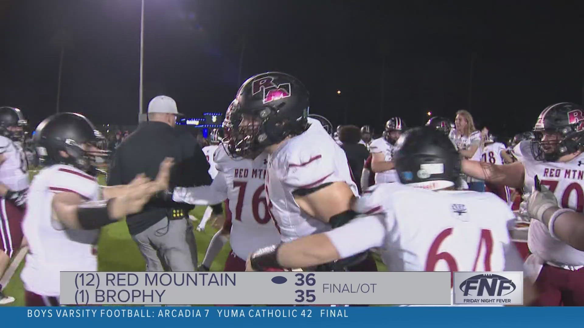 #12 Red Mountain completed an epic comeback to upset #1 Brophy in the 6A semifinals, 36-35, and clinch a state title berth! Here are the highlights from the game