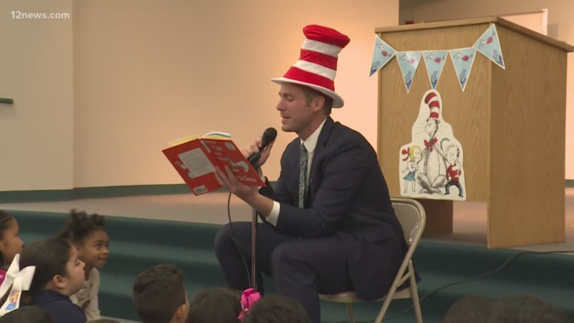 Our own Paul Gerke shared his love of reading with kindergartners and 1st graders at Alhambra Elementary School. He even dressed the part as he read the kids "Cat in the Hat".