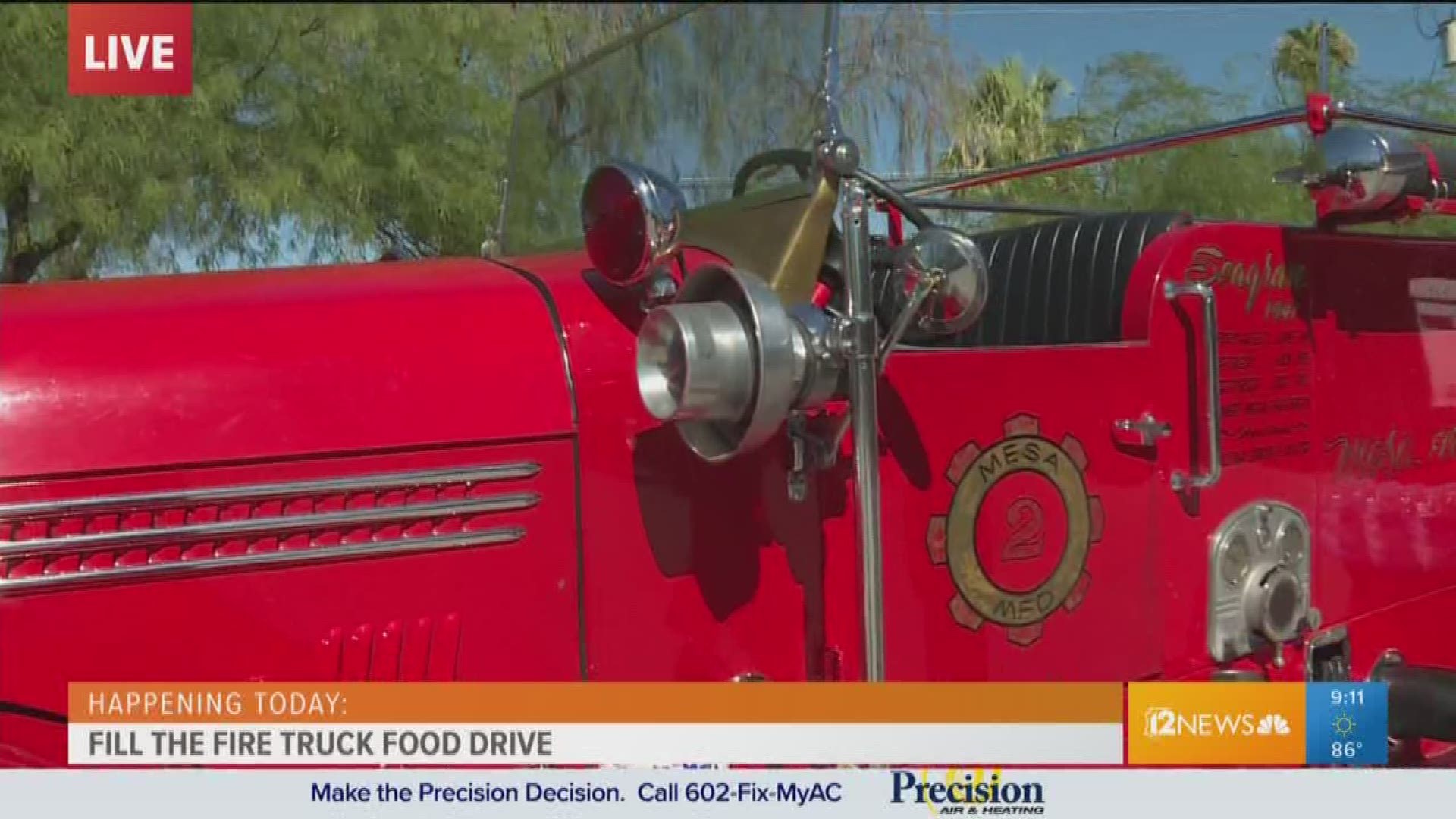 The City of Mesa is asking people to bring nonperishable donations to help stuff a 1941 classic Fire Engine.