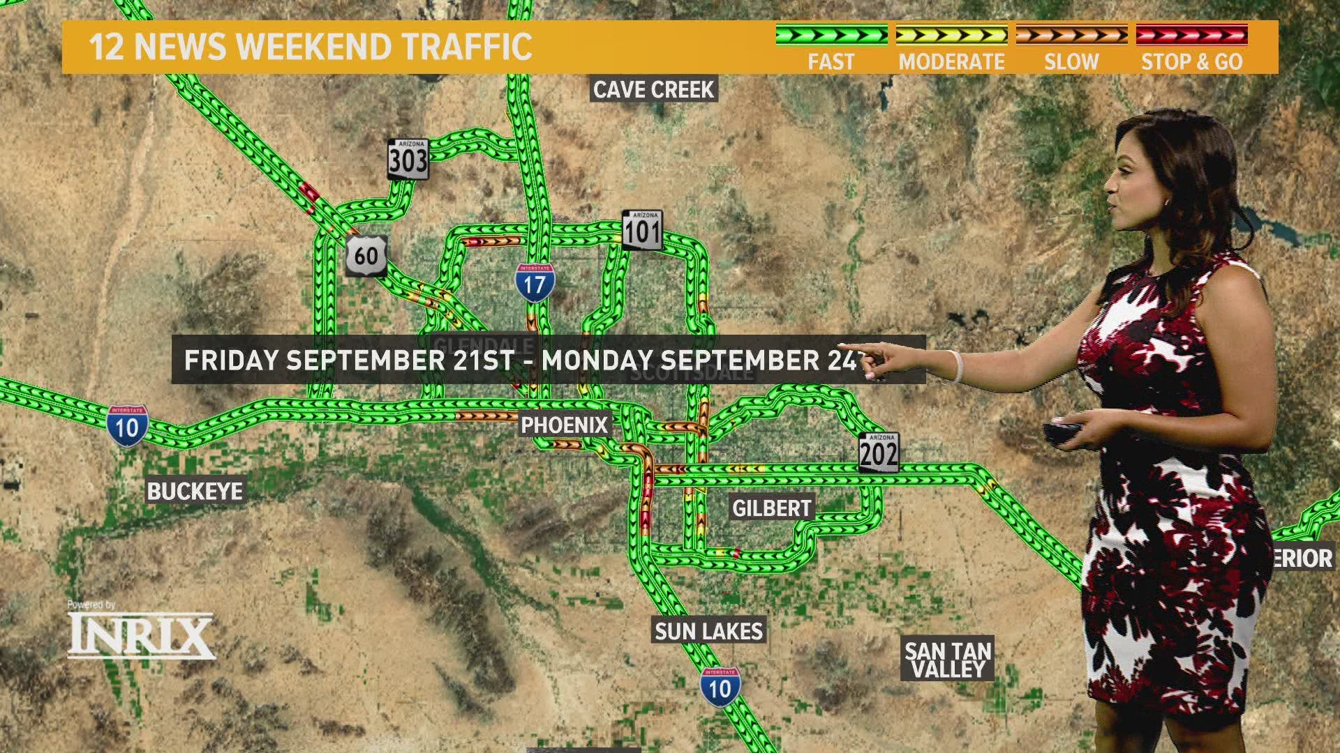 Here's your weekend traffic outlook for September 21 - September 24.