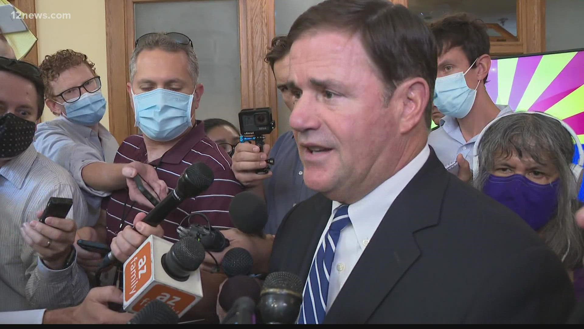 Gov. Doug Ducey announced Friday he was filing a lawsuit against the U.S. Treasury Department over a dispute regarding COVID-19 relief funds.