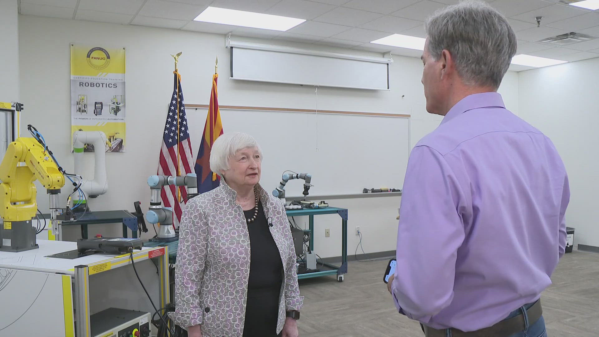 Yellen was in Arizona promoting President Joe Biden's economic agenda and 12News was the only station to speak with her as she acknowledged the impact of inflation.