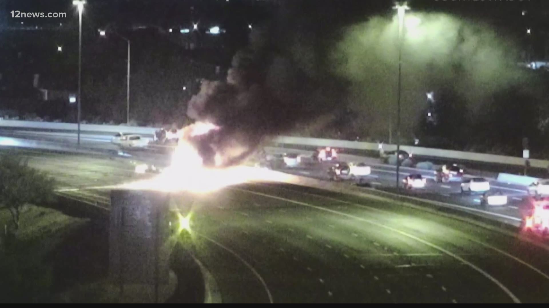 Phoenix fire officials said when crews arrived, they found a milk truck involved in the wreckage leaking milk and diesel fuel.