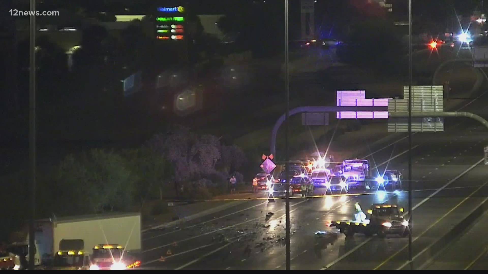 The northbound lanes of Loop 101 are closed after a wrong-way driver hit a semi-truck a mile down the road, Arizona Department of Public Safety Troopers said.