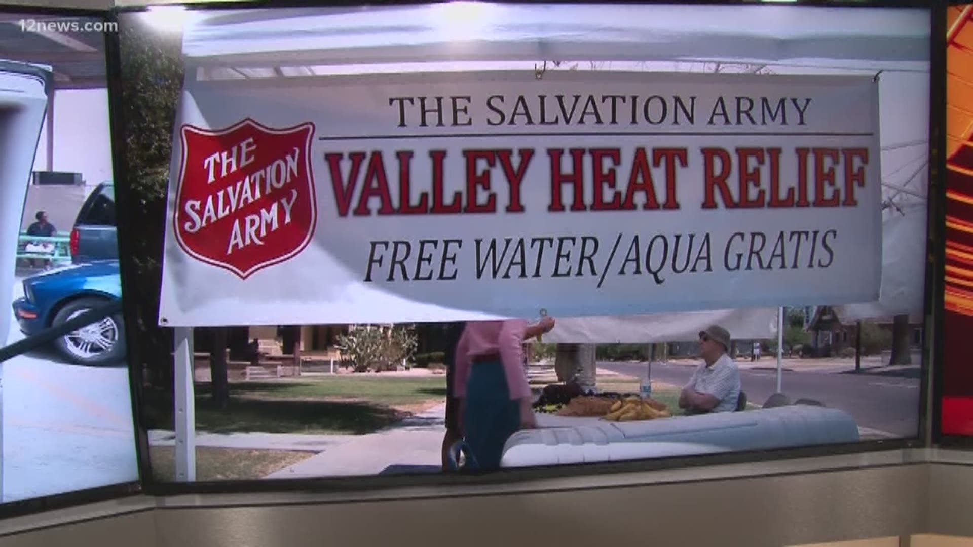 The Salvation Army's Red Shield Survival Squad is activating 13 heat relief stations across the Valley. Anyone can go there to cool off and get water.