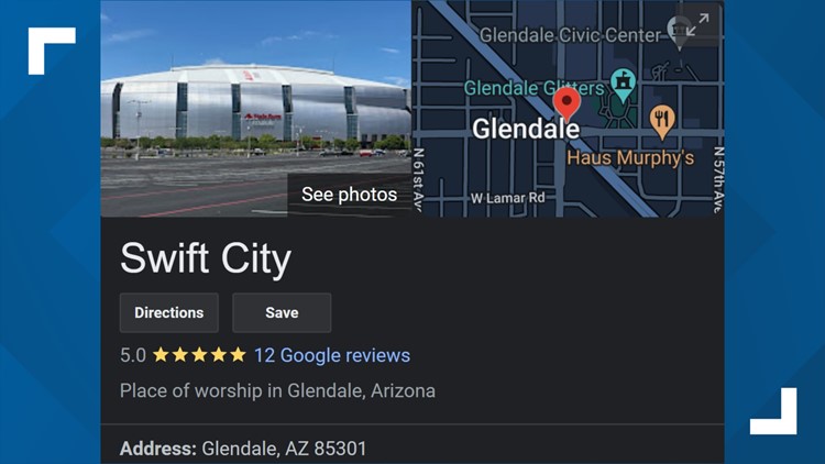 Google lists 'Swift City, Era-zona' as place of worship in Glendale
