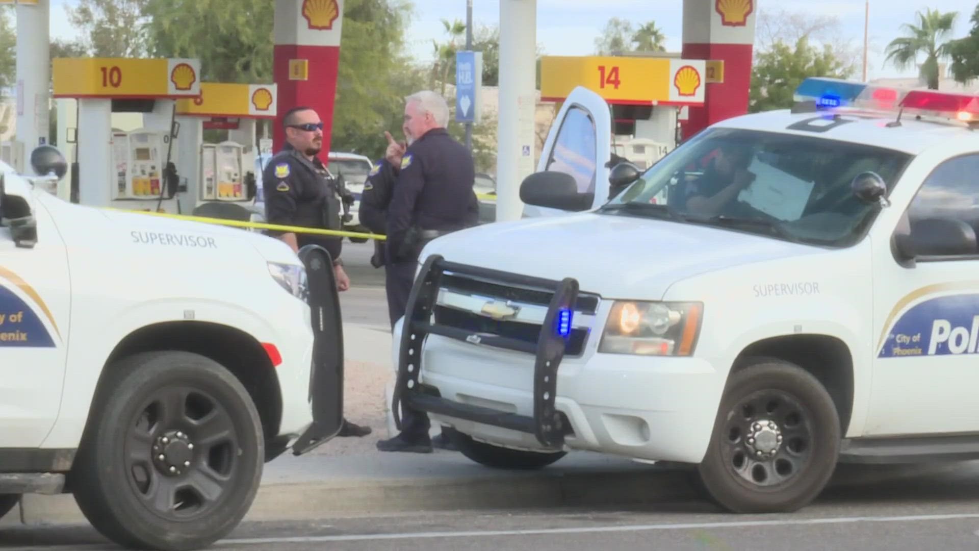 The shooting occurred Monday at a gas station near 44th Street and Ray Road.