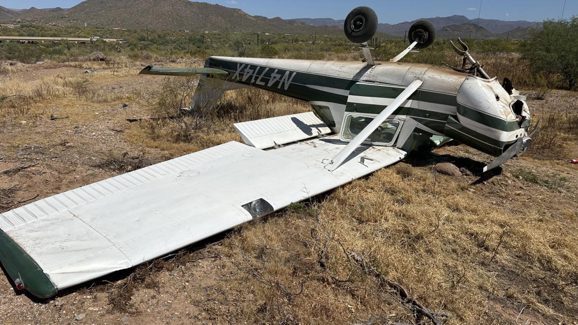 Plane lands upside down in desert area near Cave Creek