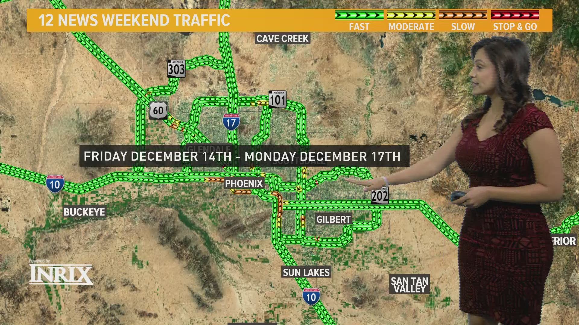 Here's your weekend traffic outlook from Friday, December 14 to Monday, December 17.