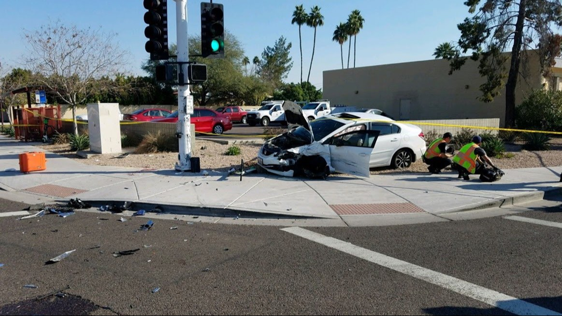 Pedestrian in critical condition after twocar crash at Scottsdale intersection