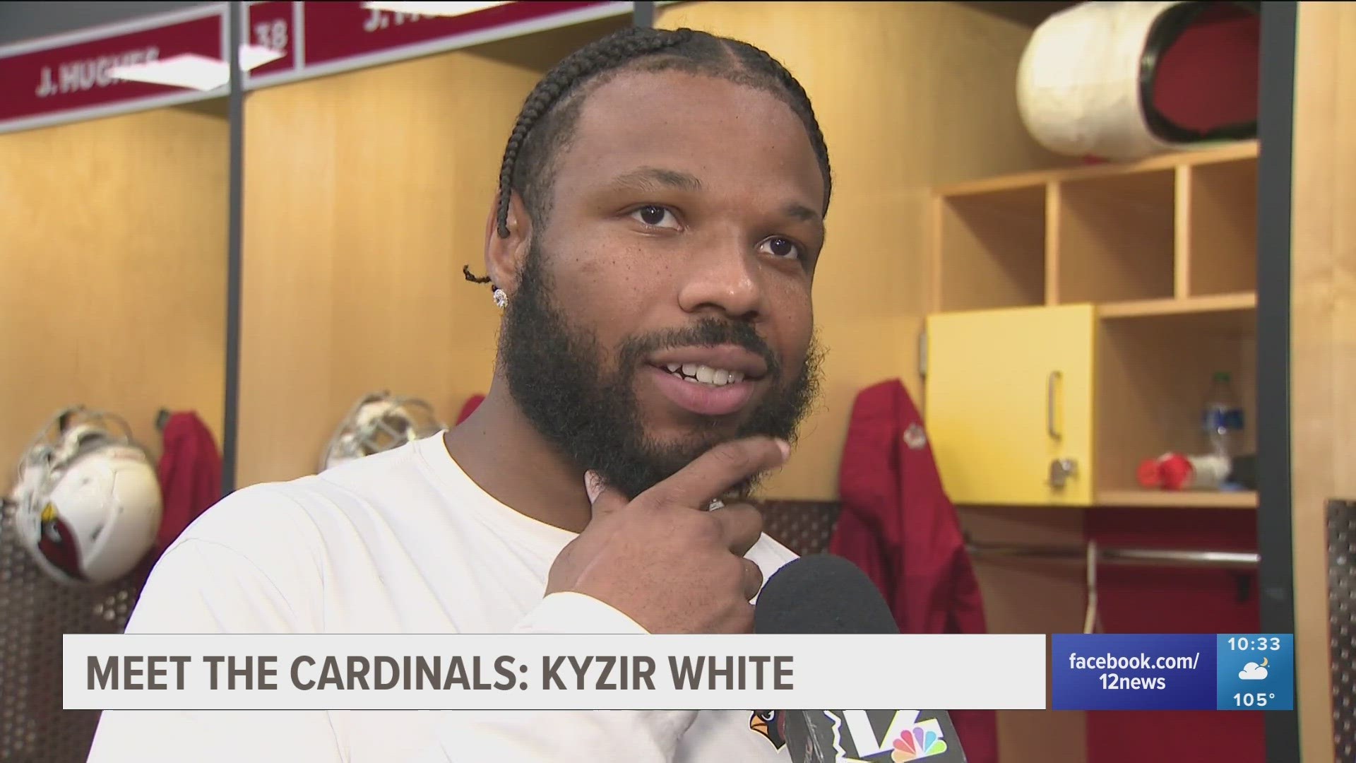 Arizona Cardinals linebacker Kyzir White ambushes running back