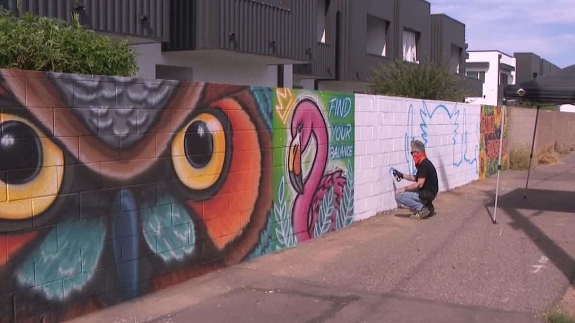 'I want it to inspire happiness': Phoenix muralist cleans up alleyway, transforms it with art