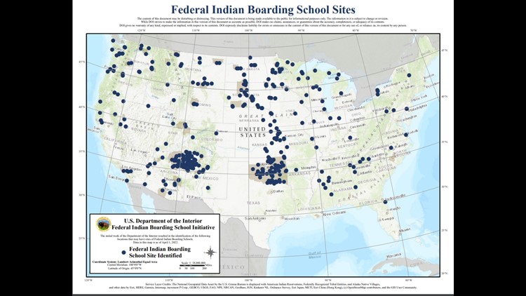 Feds: 53 burial sites found at former Indian boarding schools | 12news.com