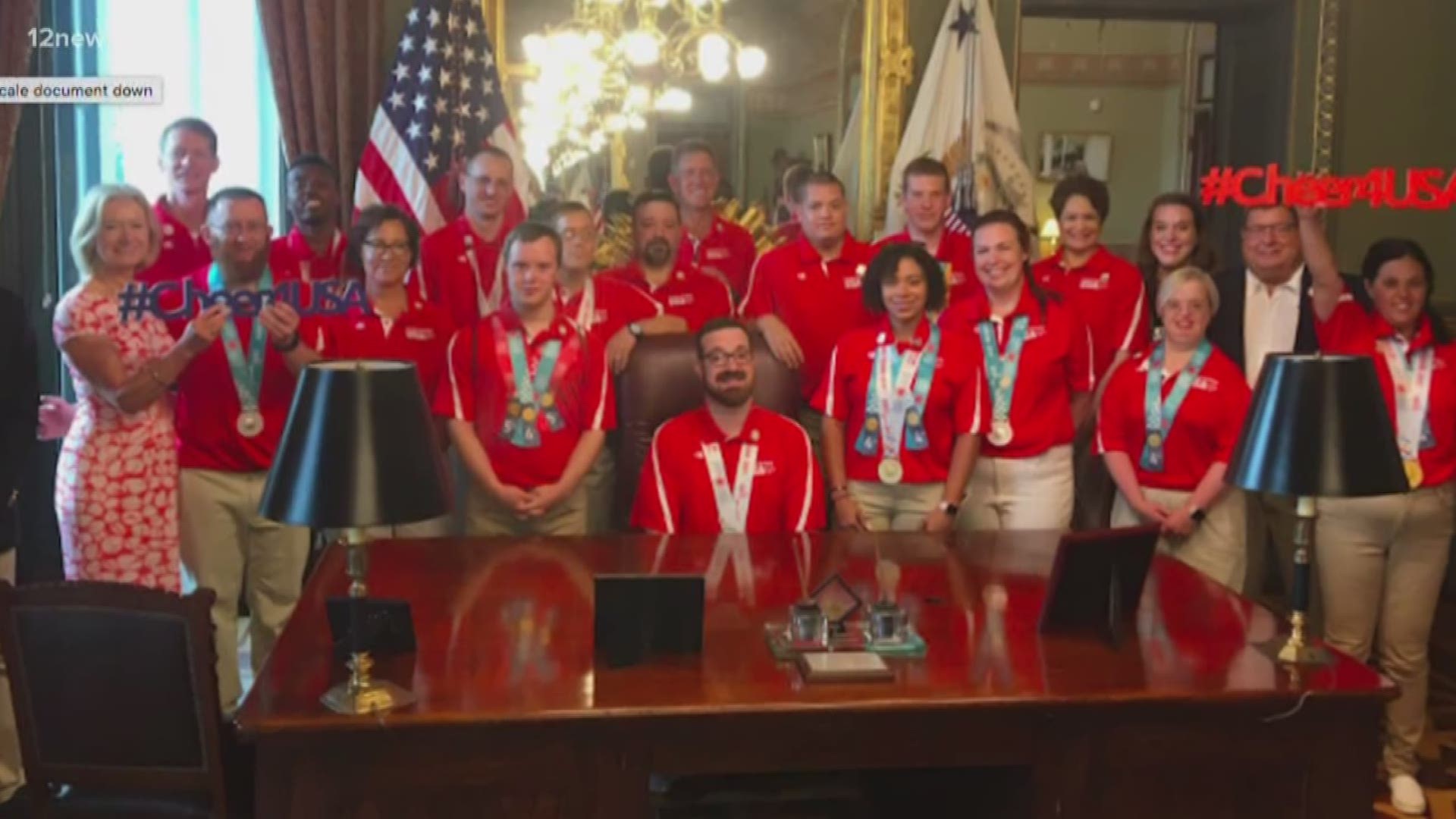 Tasha Crofton and her son Sawne Rippey were part of a group invited to the White House for their accomplishments at the Special Olympics World Games Abu Dhabi 2019. Team 12's Trisha Hendricks has the story.