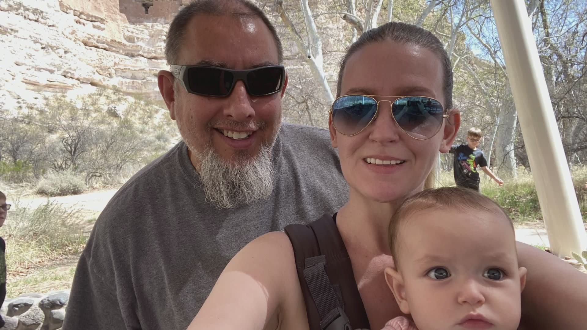 Trisha-Lynne Handy watched as her boyfriend, Leroy Sanders, lost his footing while hiking on Tonto Natural Bridge State Park with their 7-month-old baby girl.