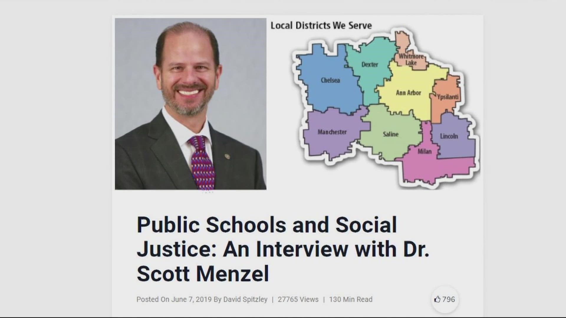 Dr. Menzel received backlash after his 2019 comments resurfaced, where he called for deeper discussions on racial equity in education.