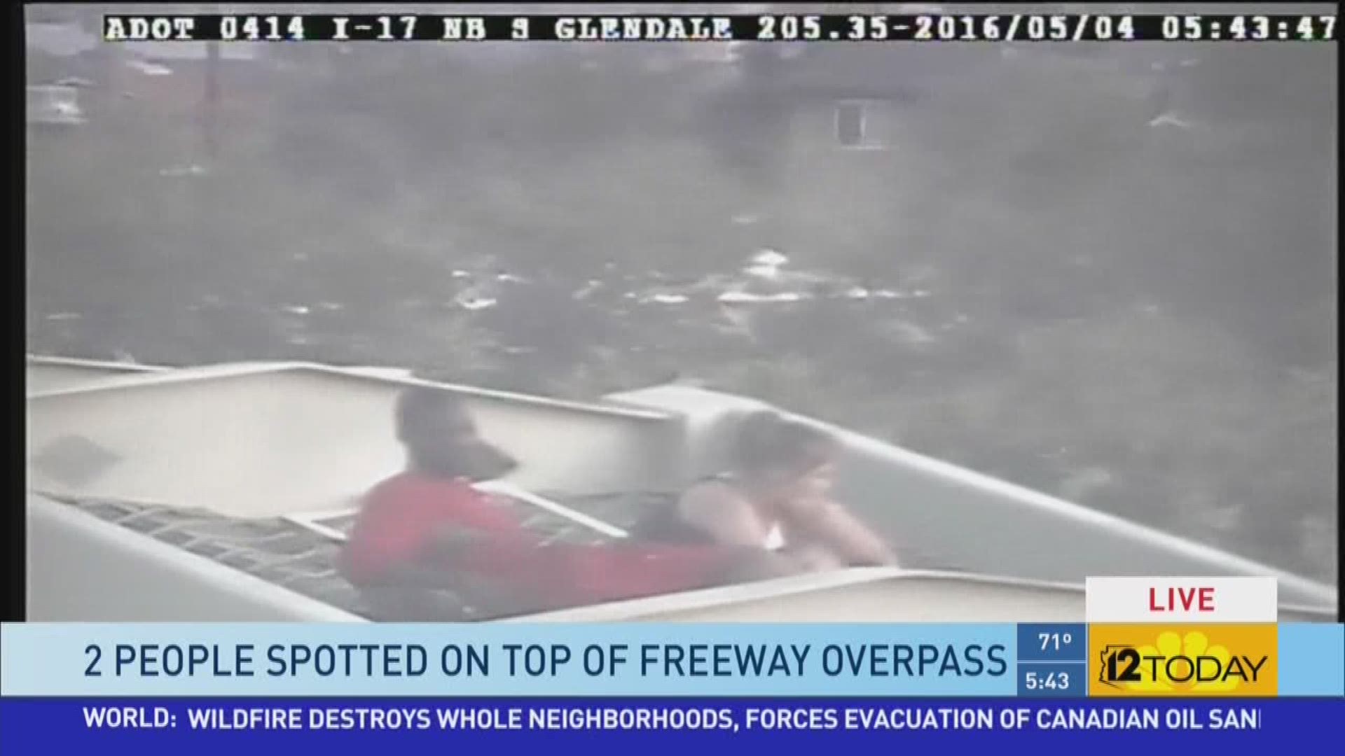 2 peopled spotted on top of freeway overpass