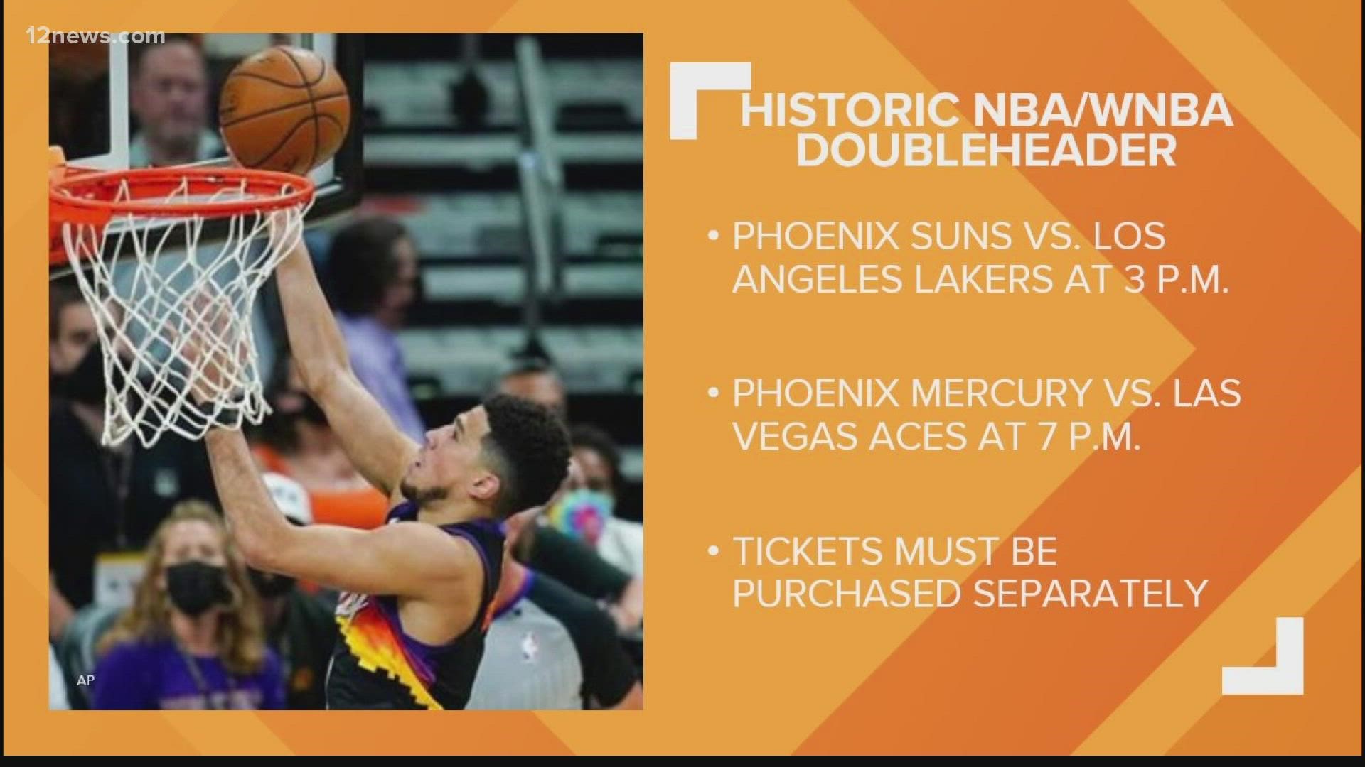 The Phoenix Suns are facing off against the Los Angeles Lakers and the Phoenix Mercury will be dueling the Las Vegas Aces.