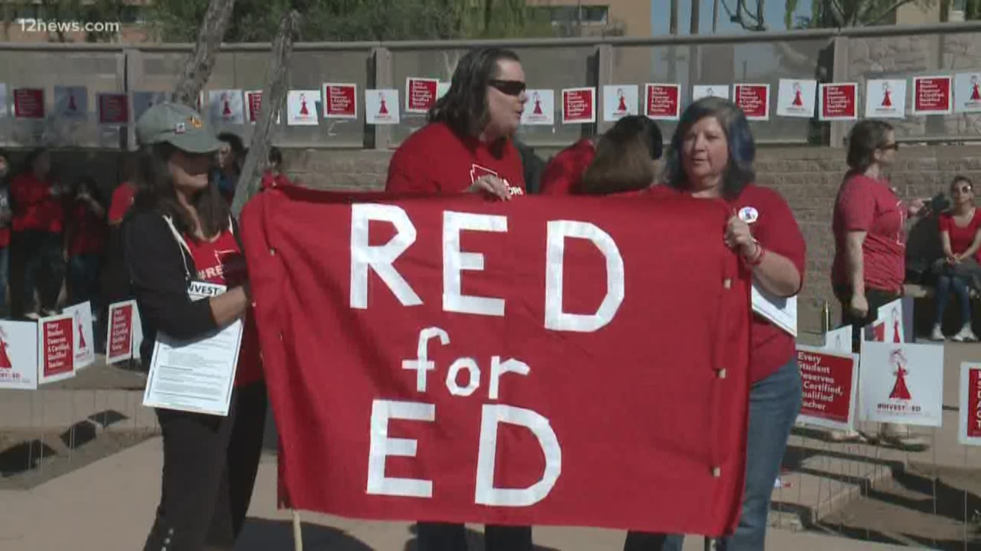 Red for Ed advocates are back at the capitol trying to get signatures for an initiative aimed at raising $940 million a year for K-12 schools.