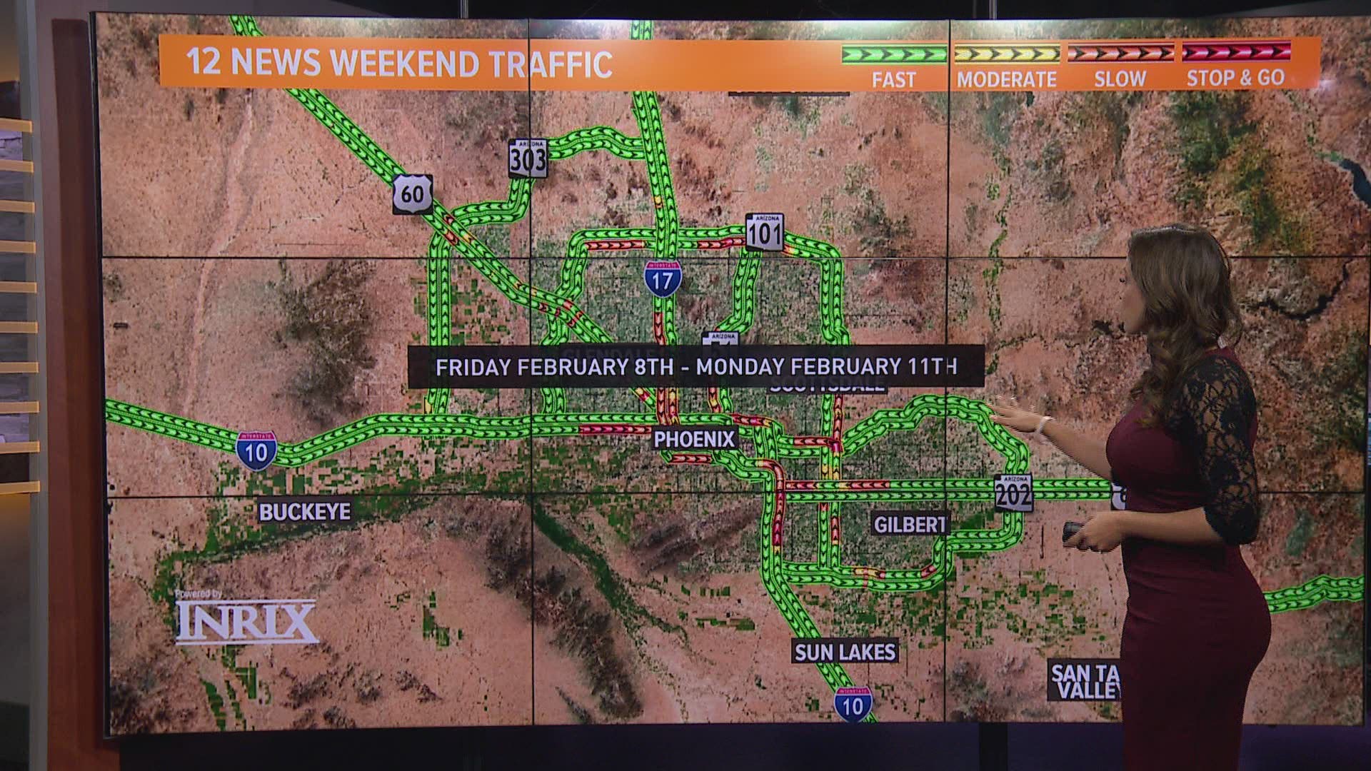 Here's your weekend traffic outlook for Feb. 8 - Feb. 11.