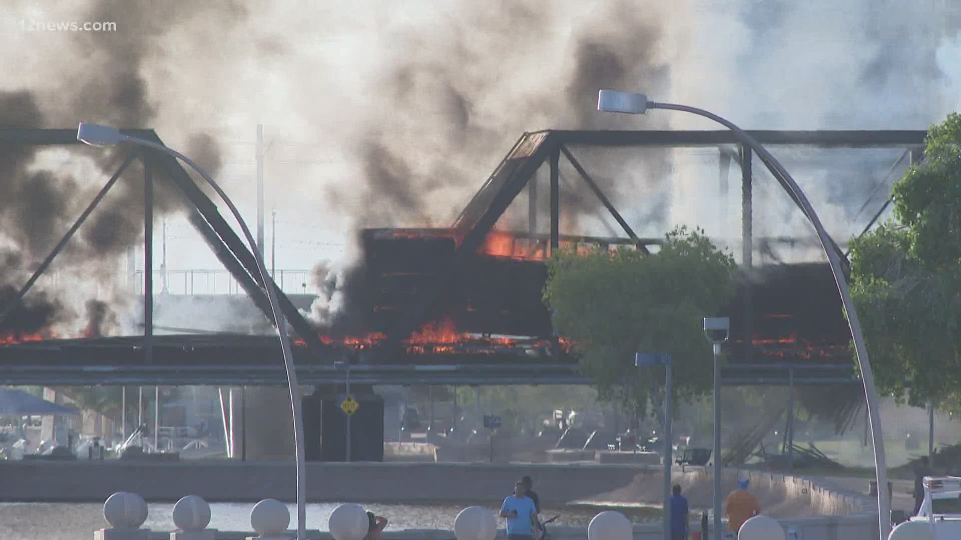 A train derailment at Tempe Town Lake caused an explosion and partial bridge collapse. It happened early Wednesday morning and no one was hurt.