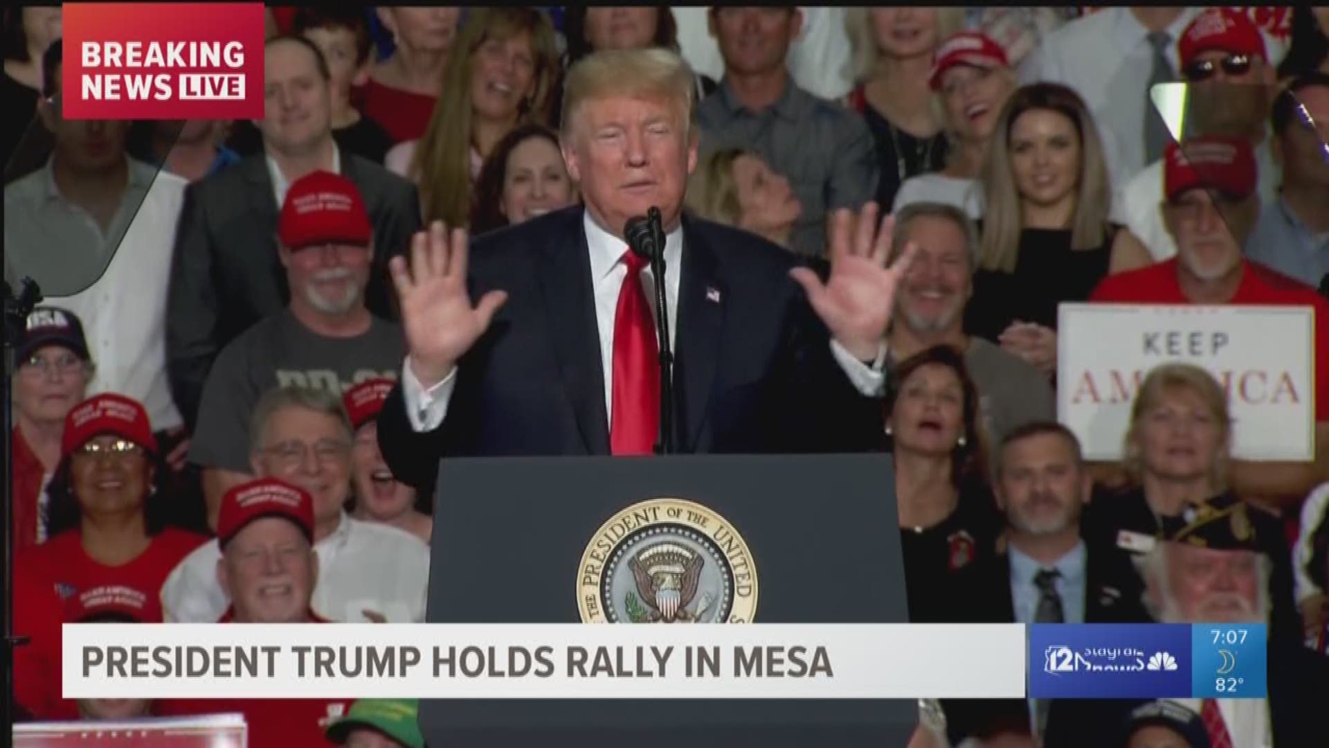 President Trump is in Mesa campaigning for Republican Senate nominee Martha McSally. During his speech Trump criticized the media.