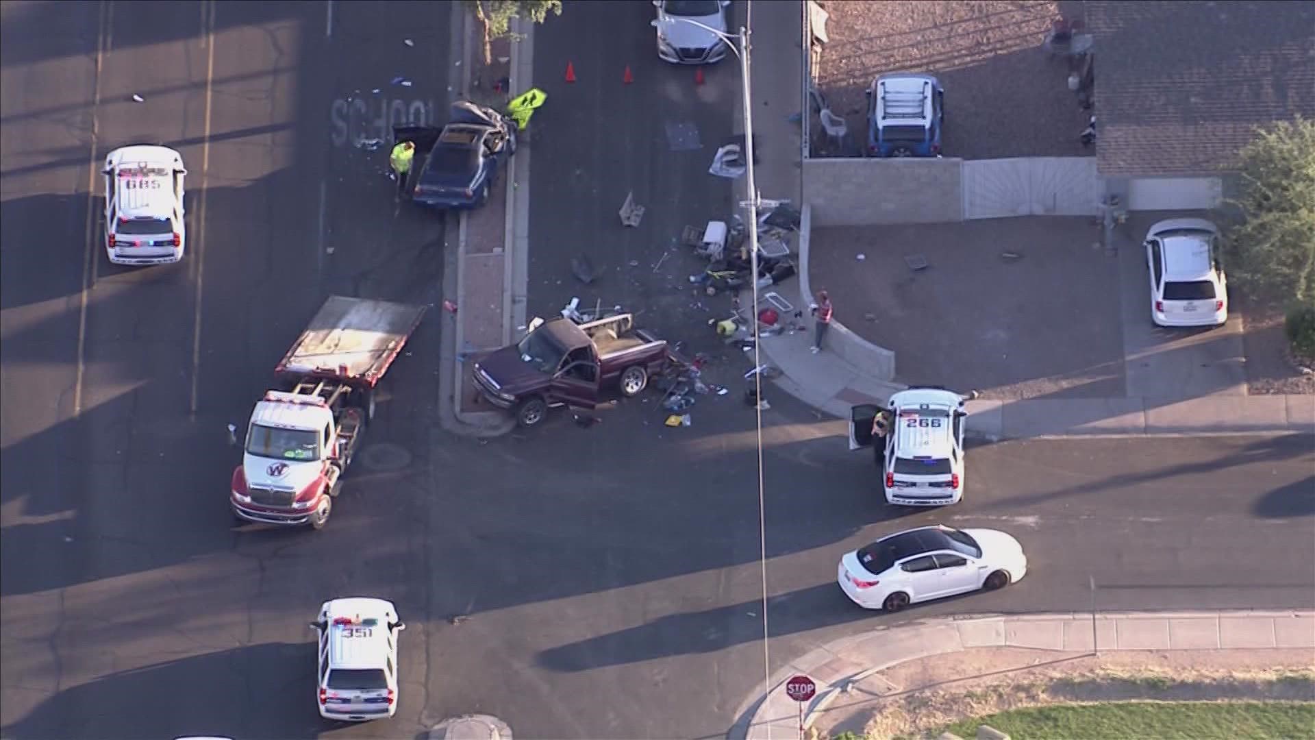 The cause of the two-car crash near 67th and Campbell avenues is under investigation.