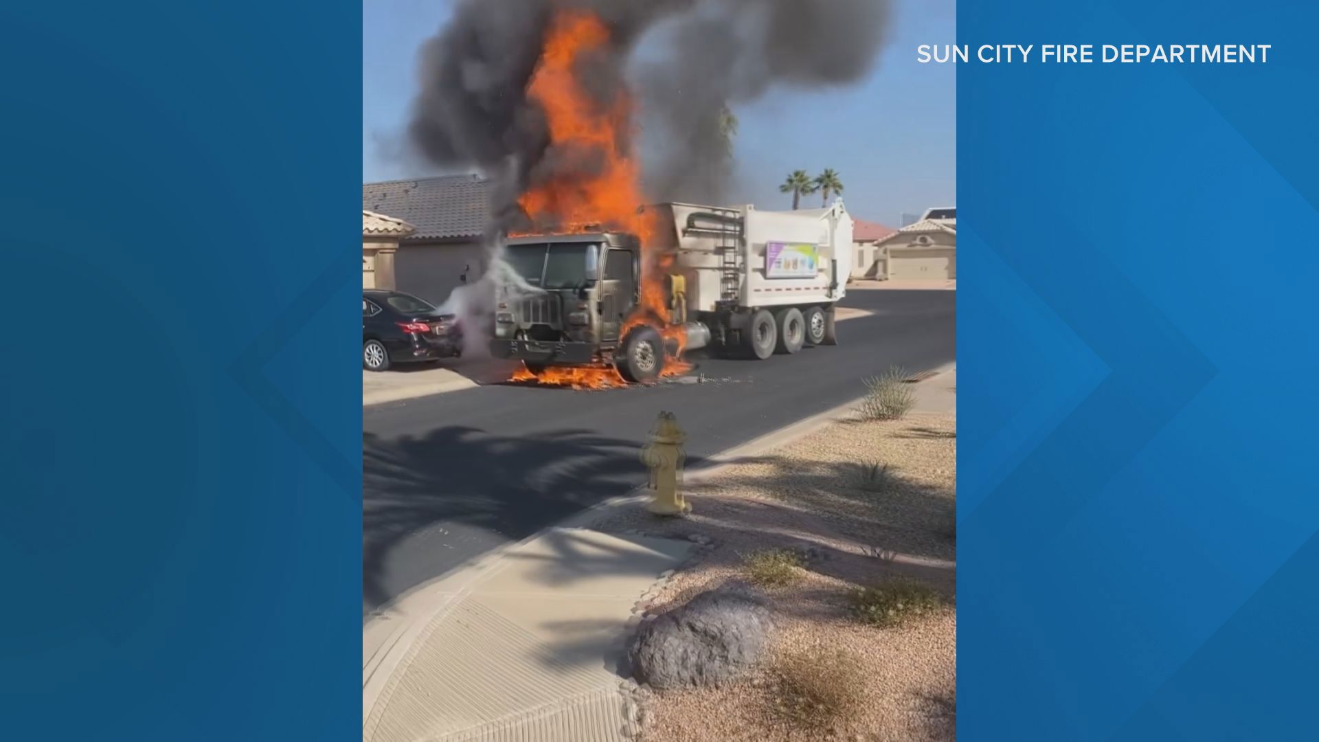 Sun City fire crews extinguished flames in a garbage truck in a West Valley neighborhood.