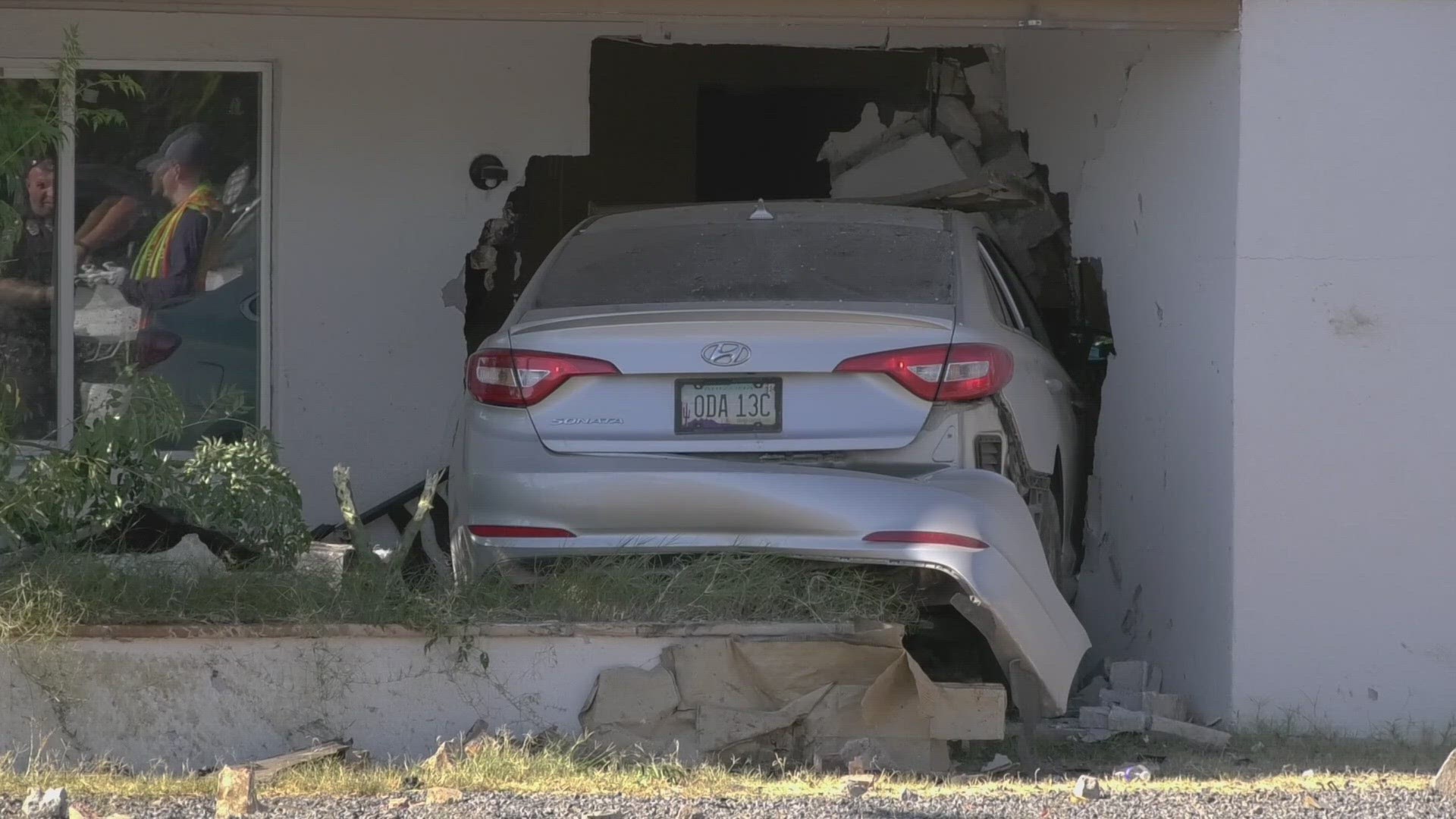 A car crashed into a Glendale house Saturday afternoon