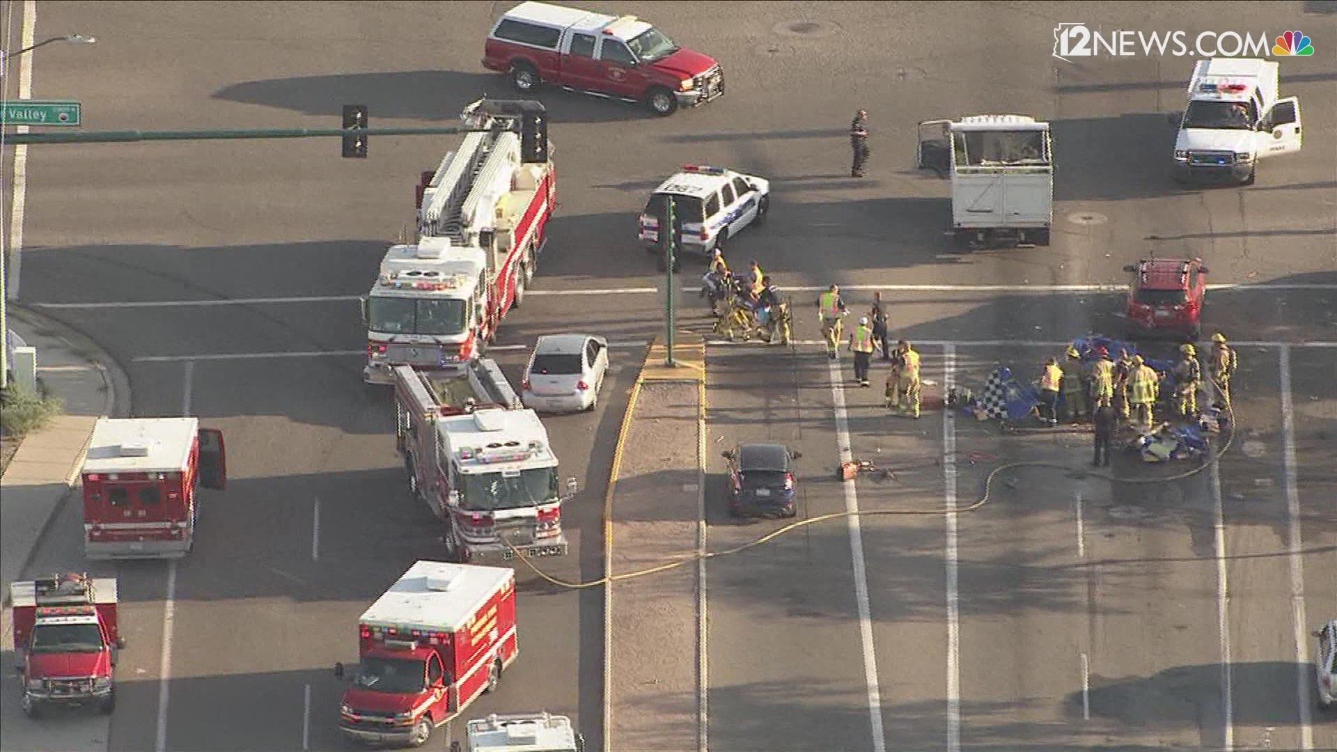 A plane crashes in Phoenix intersection near Deer Valley Airport.