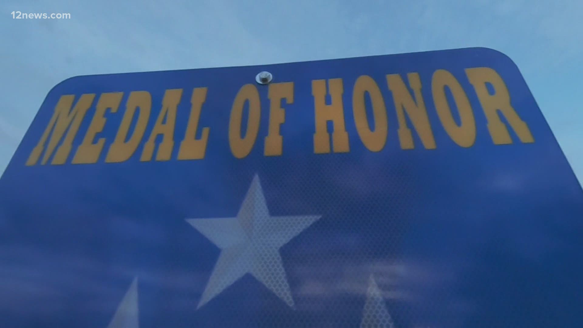 If you take a drive on Pinnacle Peak and Cave Creek road, you'll now see blue signs with the name of a Medal of Honor recipient with ties to Arizona.