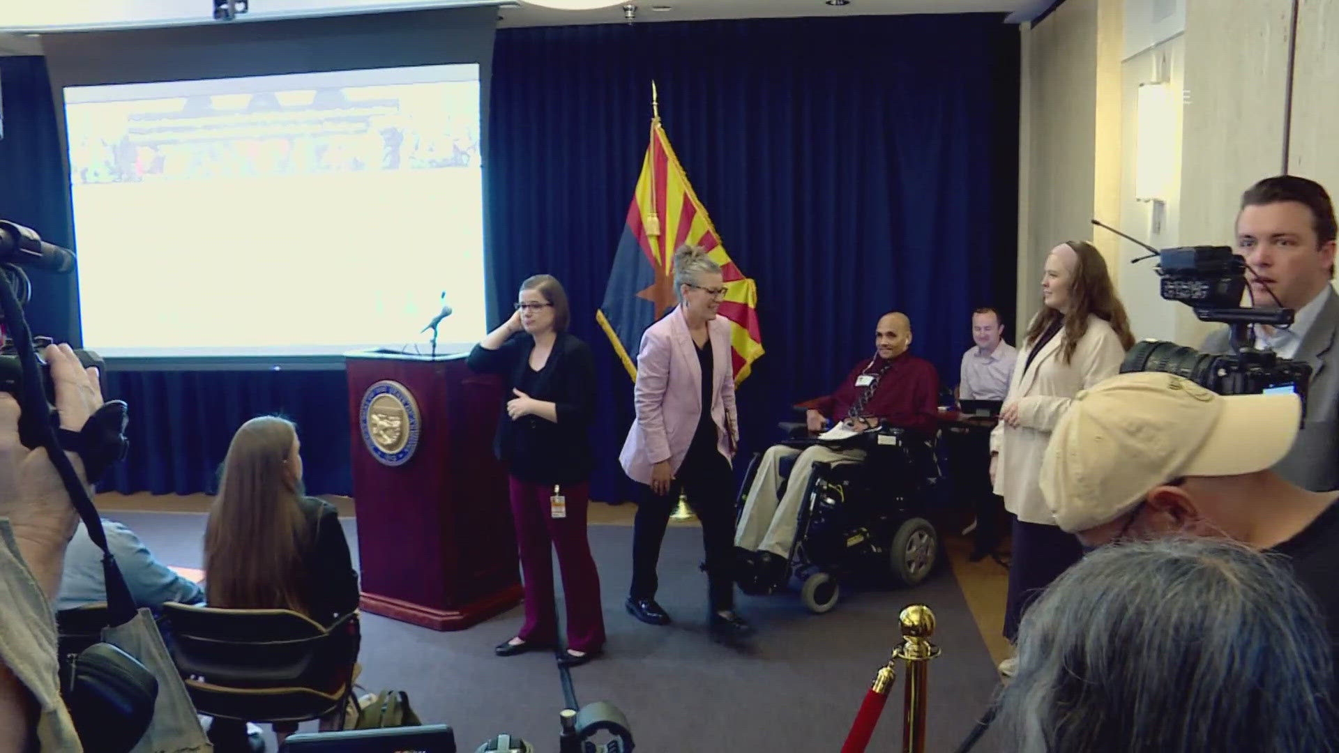 Gov. Katie Hobbs on Thursday directed the state's Medicaid program to pause state service cuts to families with children with disabilities.