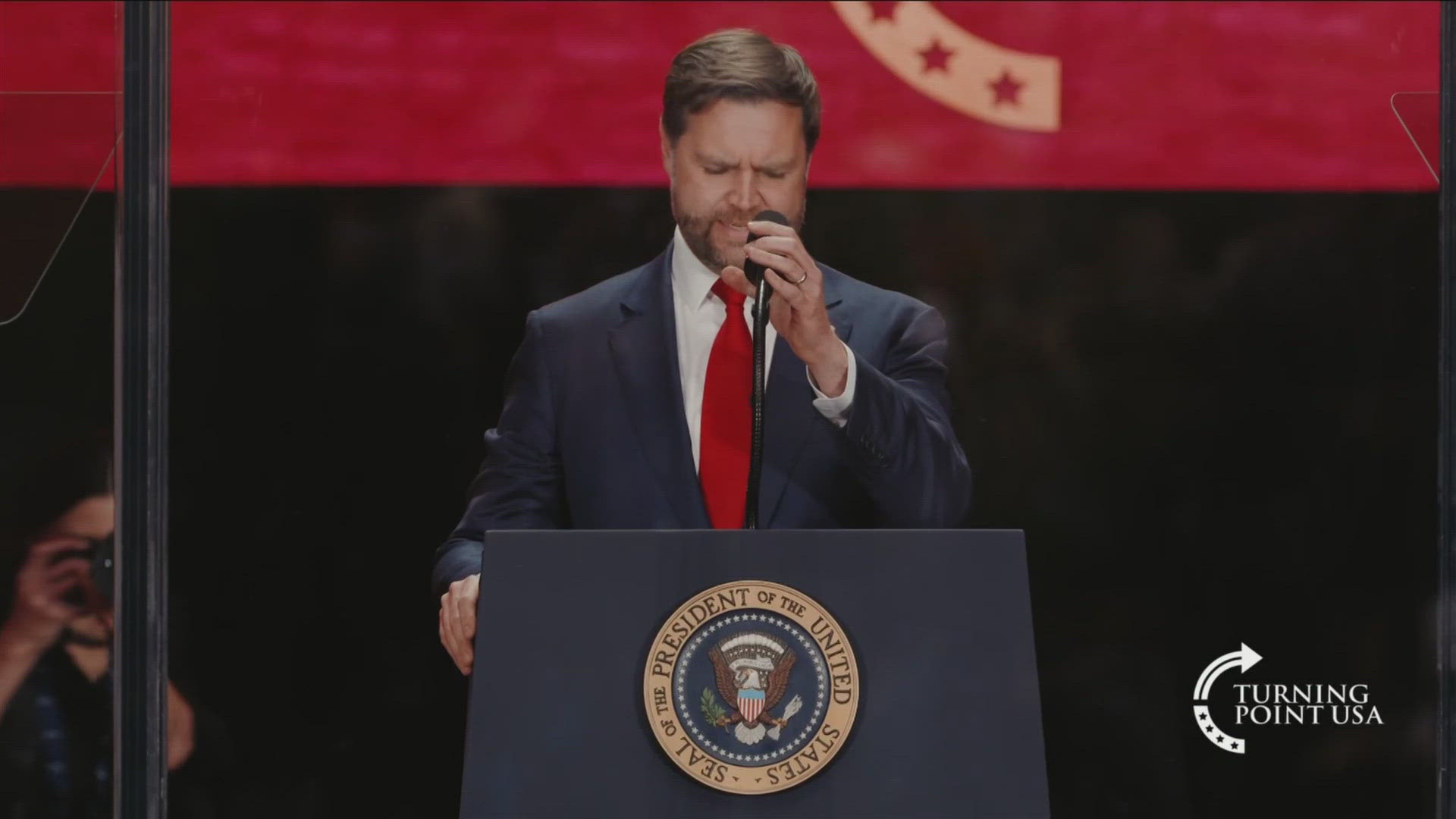 Vice President J.D. Vance delivered remarks during the Charlie Kirk memorial service at State Farm Stadium in Glendale, Arizona.