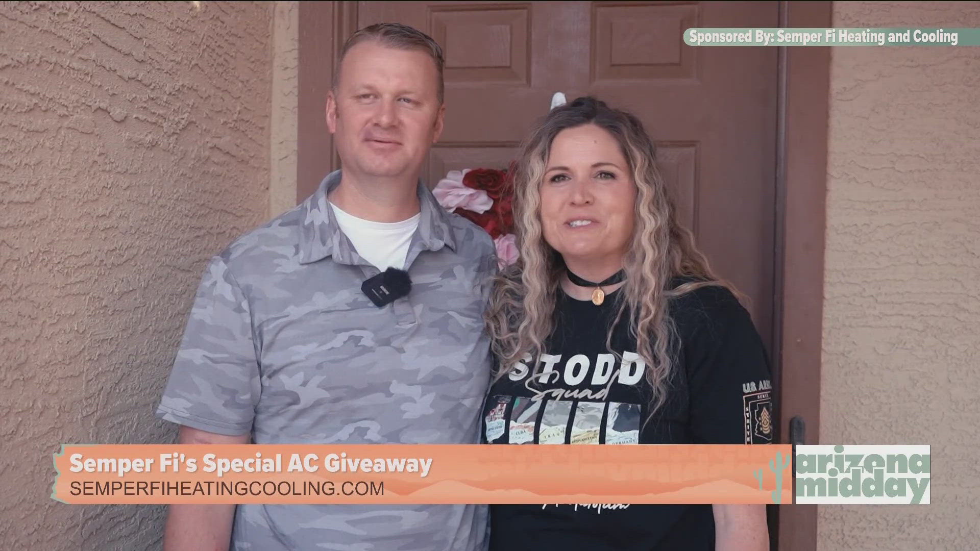 A veteran and his wife who started Archangels non-profit receive 2 AC units and more from Semper Fi and their partners.