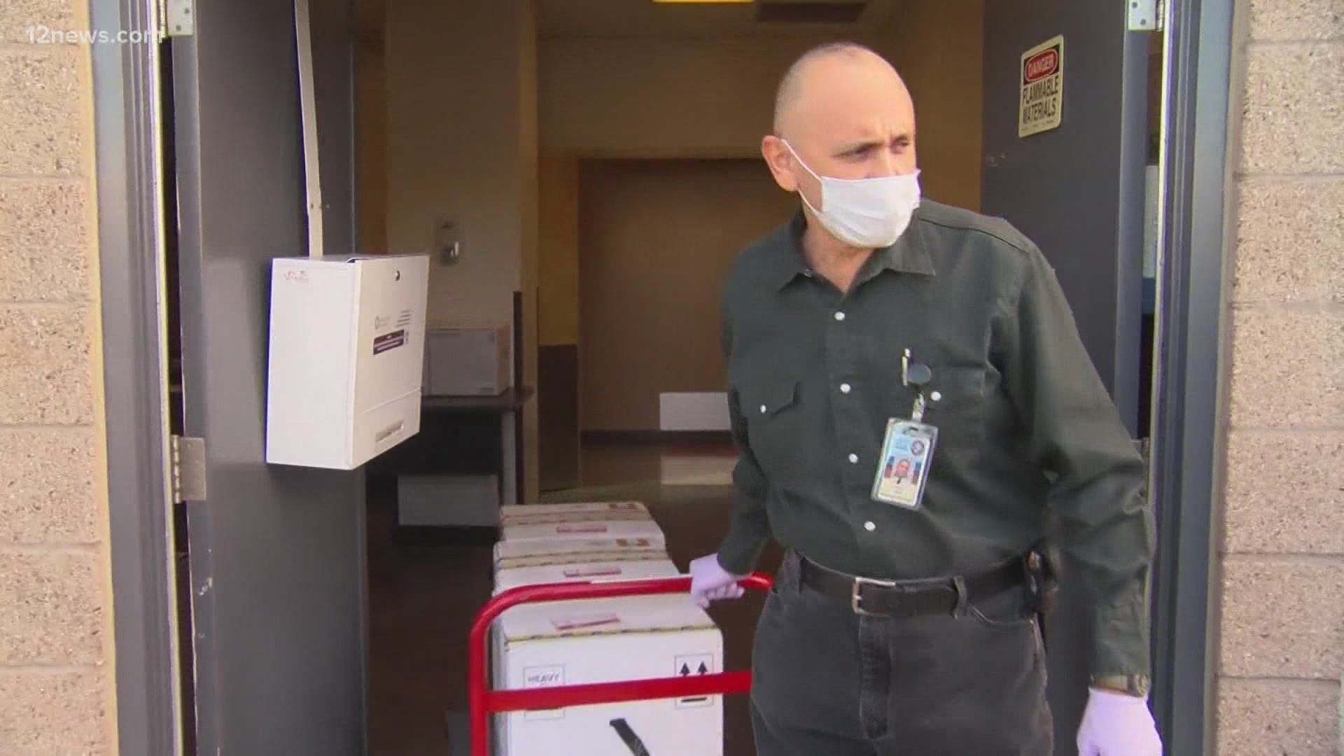 The first shipment of Pfizer's coronavirus vaccine arrived in Arizona Monday morning. They come as Arizona reported more than 11,000 new COVID-19 cases on Monday.