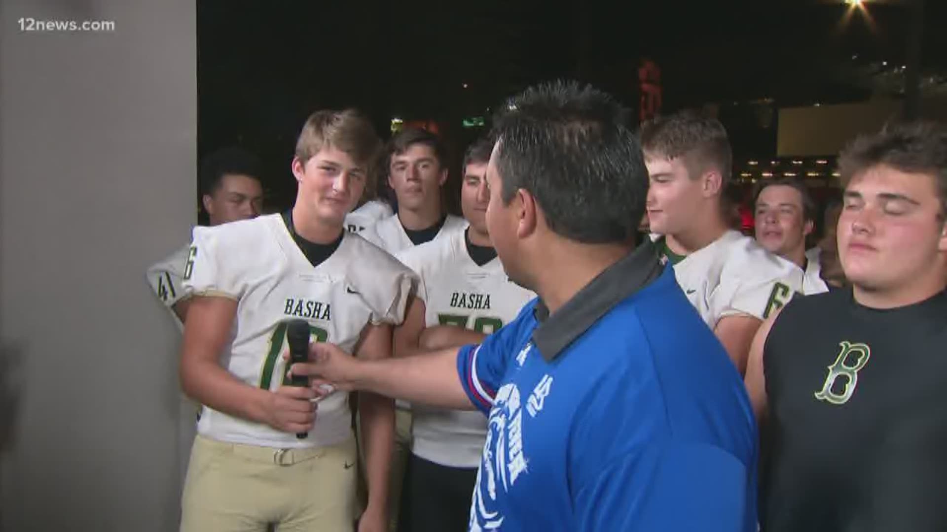 Senior Basha QB Gabe Friend shouts out his offensive line on Week 1 of Friday Night Fever.