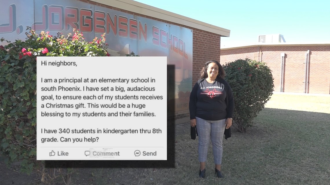 Kepala sekolah Phoenix Selatan mengumpulkan sumbangan agar semua muridnya menerima hadiah Natal